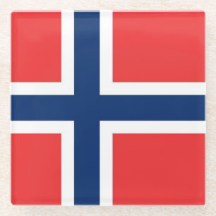 Untersetzer aus Glas mit norwegischer Flagge