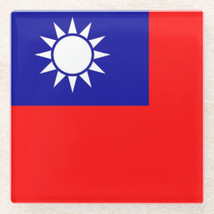 Untersetzer aus Glas mit taiwanischer Flagge