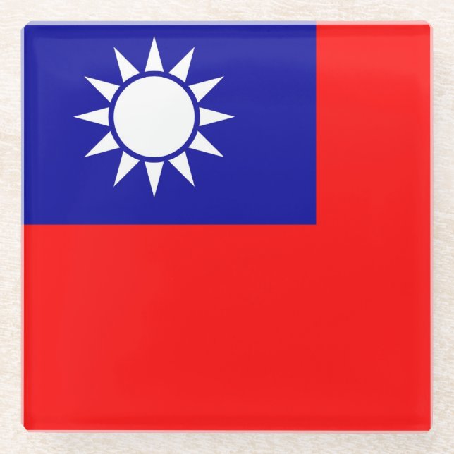 Untersetzer aus Glas mit taiwanischer Flagge (Vorderseite)