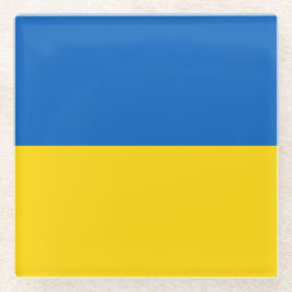 Untersetzer aus Glas mit ukrainischer Flagge