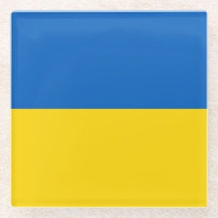 Untersetzer aus Glas mit ukrainischer Flagge