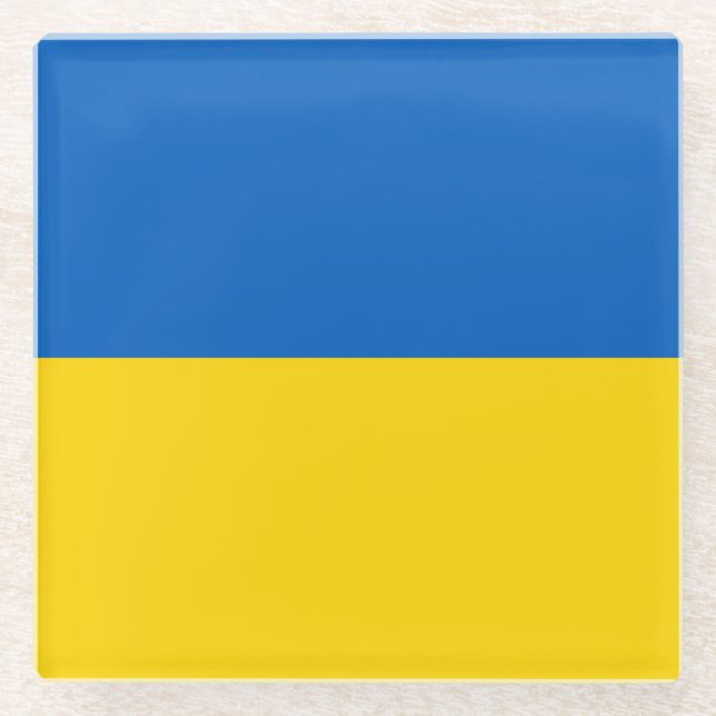 Untersetzer aus Glas mit ukrainischer Flagge (Vorderseite)