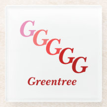 Untersetzer aus Glas - Name und Buchstaben (rot)