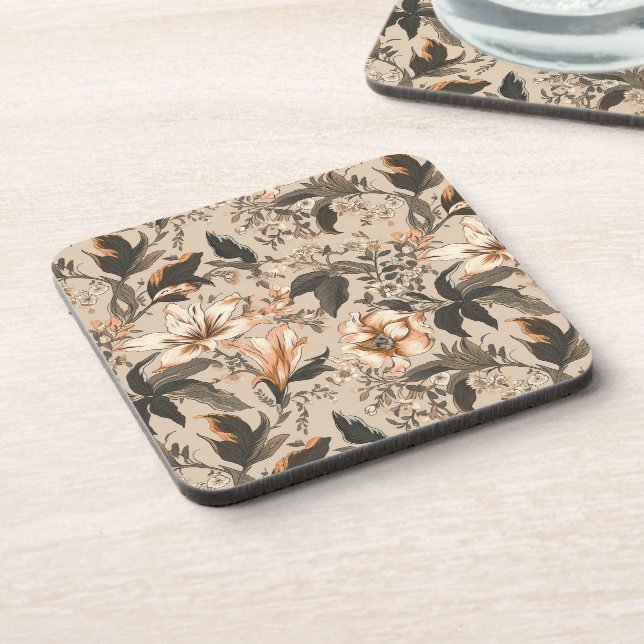 Untersetzer aus hartem Kunststoff mit Vintage-Blum (Linke Seite)