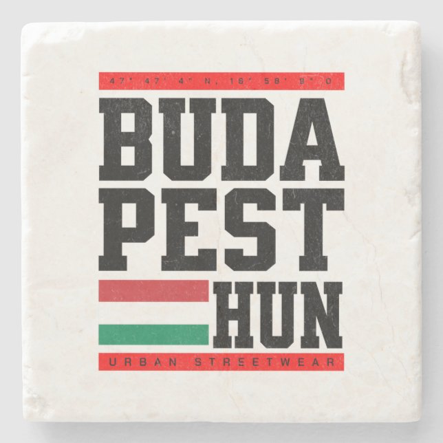 Untersetzer aus Marmor mit Koordinaten Retro-Style (Vorderseite)