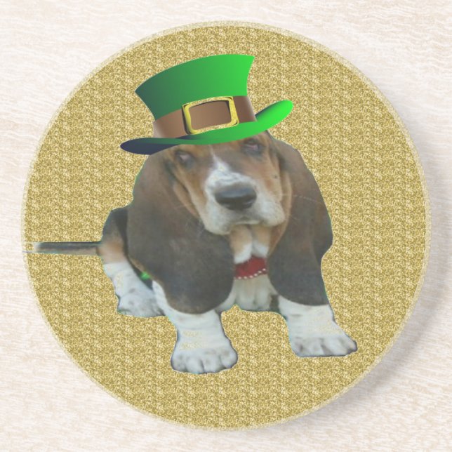Untersetzer Basset Hound Happy St.Patrick's Day (Vorne)