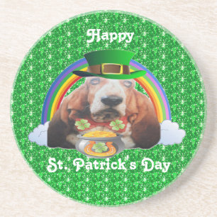 Untersetzer Basset Hound Happy St. Patrick's Day