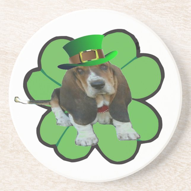 Untersetzer Basset Hound Happy St.Patrick's Day Cl (Vorne)