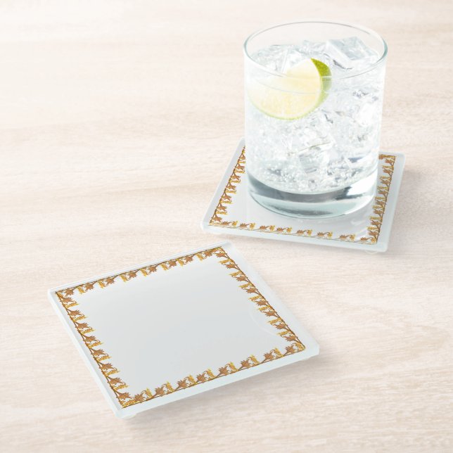 Untersetzer - Blätter an der Grenze des Goldenen W (Schrägansicht)