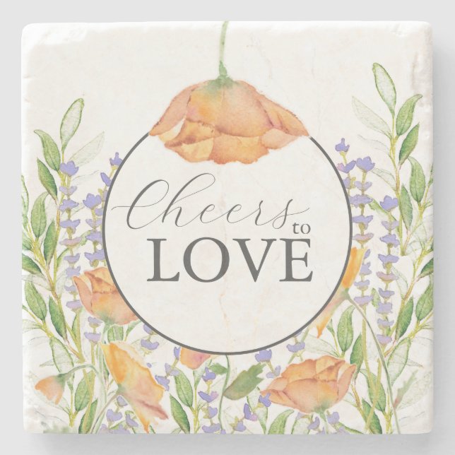 Untersetzer Cheers Wildblume Hochzeitthema (Vorderseite)