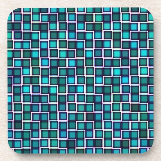 Untersetzer für abstrakte blaue Quadrate (Vorderseite)