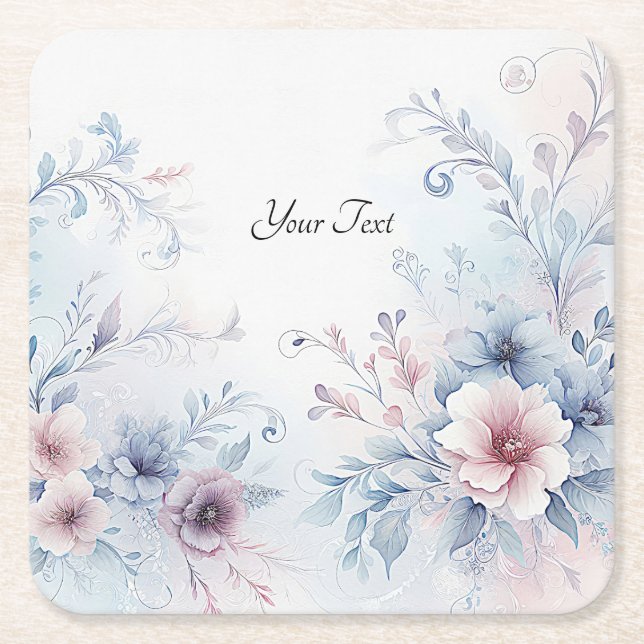 Untersetzer für blaurosa Blumenpapier (Vorderseite)