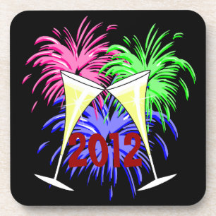 Untersetzer für Champagner und Feuerwerk im Neujah