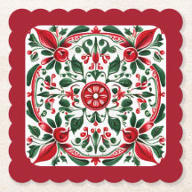 Untersetzer für Folklorekunst Rot und Grünpapier