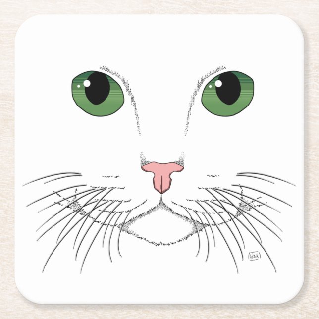 Untersetzer für grünes Mit Augen Cat Square (Vorderseite)