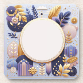 Untersetzer für lila und goldene Blumeninitialen