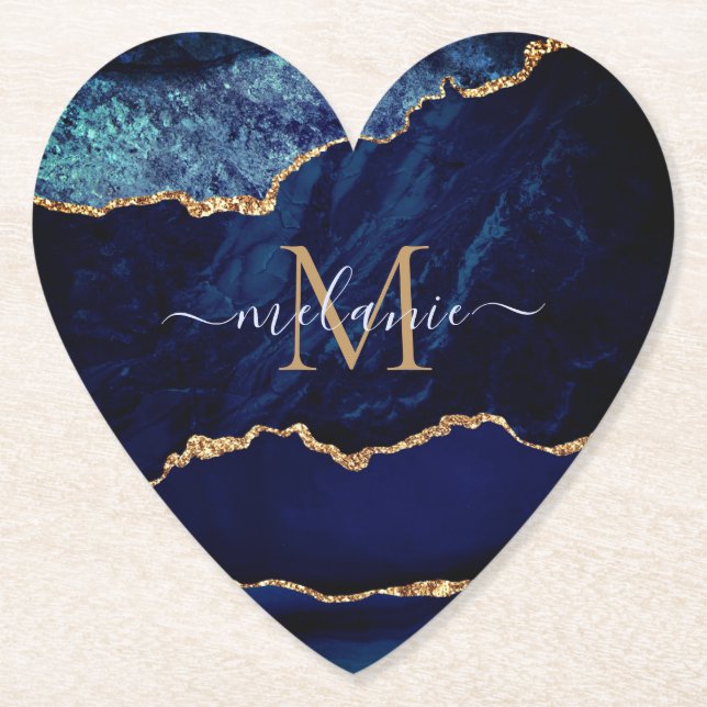 Untersetzer für Navy Blue Gold-Briefnamen (Vorderseite)