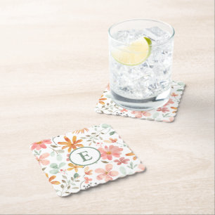 Untersetzer für Pastell-Floral-Monogramm