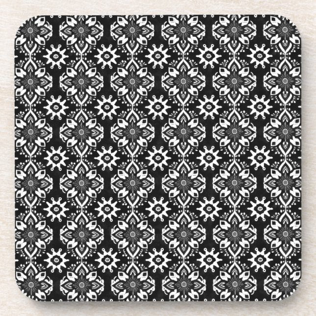 Untersetzer für Schwarz-Weiß-Muster - Set von 6 Ja (Vorderseite)