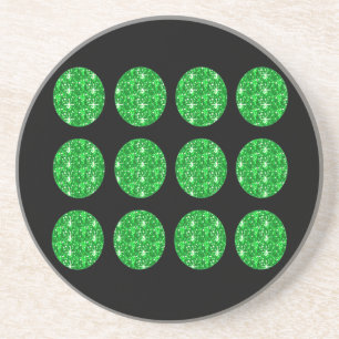 Untersetzer Green Glitzer Circles on Black
