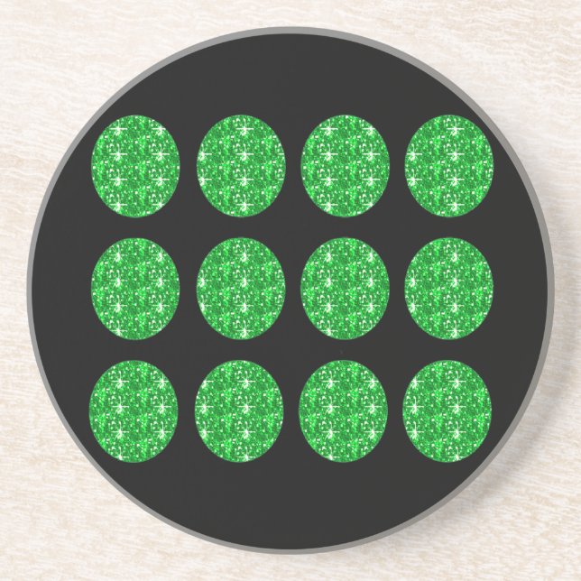 Untersetzer Green Glitzer Circles on Black (Vorne)