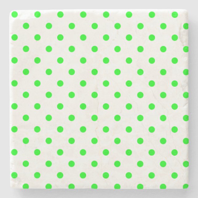 Untersetzer Green und White Polka Dots Square (Vorderseite)