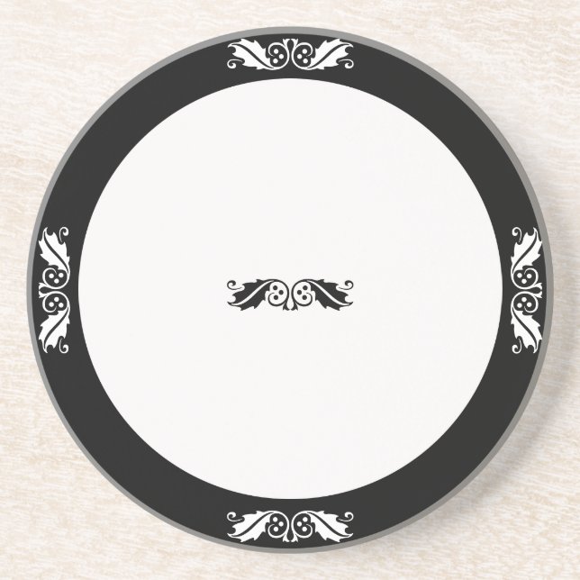 Untersetzer - Holly-Blätter in Schwarzweiß (Vorne)