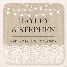 Untersetzer-Leinwand-Spitze beleuchtet rustikales Rechteckiger Pappuntersetzer