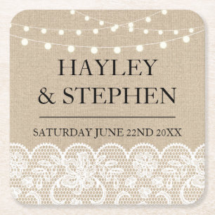 Untersetzer-Leinwand-Spitze beleuchtet rustikales Rechteckiger Pappuntersetzer