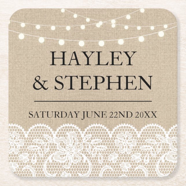 Untersetzer-Leinwand-Spitze beleuchtet rustikales Rechteckiger Pappuntersetzer (Vorderseite)