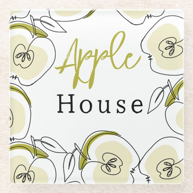 Untersetzer mit Apfel gezeichnet. (Vorderseite)