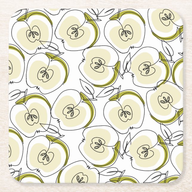 Untersetzer mit Apfel gezeichnet. (Vorderseite)