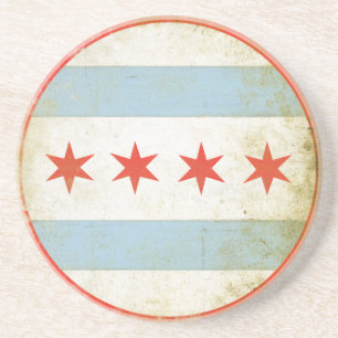 Untersetzer mit beunruhigter Flagge von Chicago