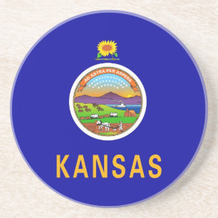 Untersetzer mit der Flagge der Kansas, USA