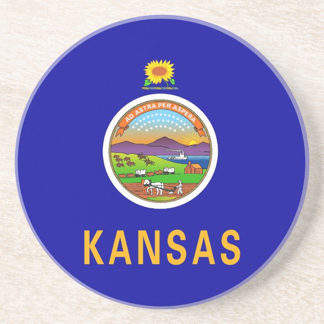 Untersetzer mit der Flagge der Kansas, USA (Vorne)