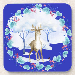 Untersetzer mit Hirsch und Kranz