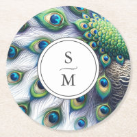 Untersetzer Mit Monogramm Peacock Feathers