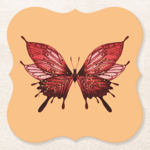 Untersetzer mit Roter Schmetterling auf Goldfarbe