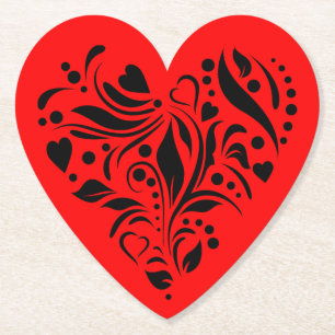Untersetzer mit Schwarz-Rot-Herzdekor