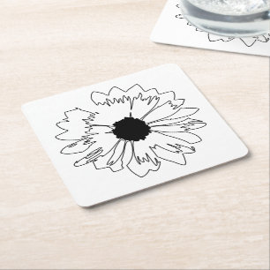 Untersetzer mit schwarzer und weißer Blume