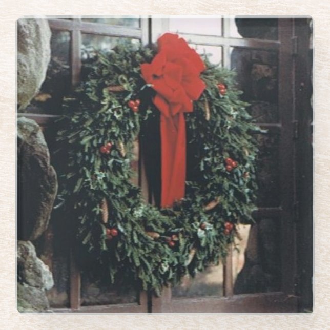 Untersetzer mit Weihnachtskranz (Vorderseite)