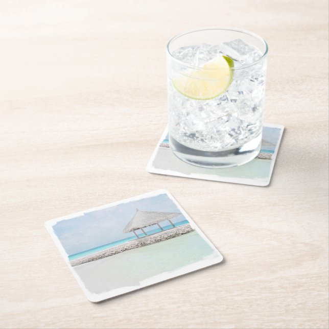 Untersetzer, Papier - Papier - Papier für die Aqua Rechteckiger Pappuntersetzer (Vor Ort)