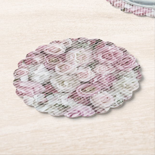 Untersetzer - Pappe - Collage viktorianischer Rose (angewinkelt)