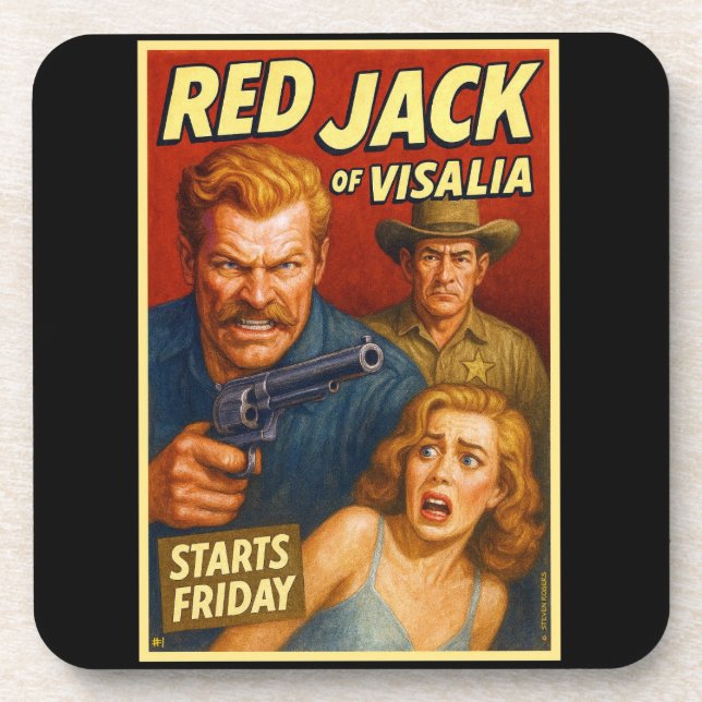 Untersetzer "RED JACK OF VISALIA", Nummer 1 von 6. (Vorderseite)