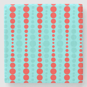 Untersetzer Retro Red and Turquoise Dots Marmor