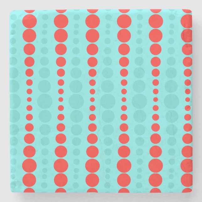 Untersetzer Retro Red and Turquoise Dots Marmor (Vorderseite)