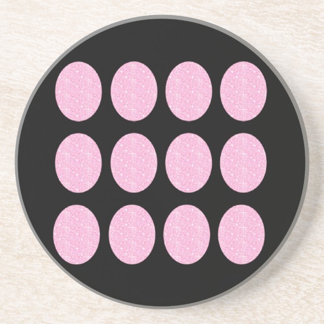 Untersetzer Rosa Glitzer Kreise auf schwarz (Vorne)