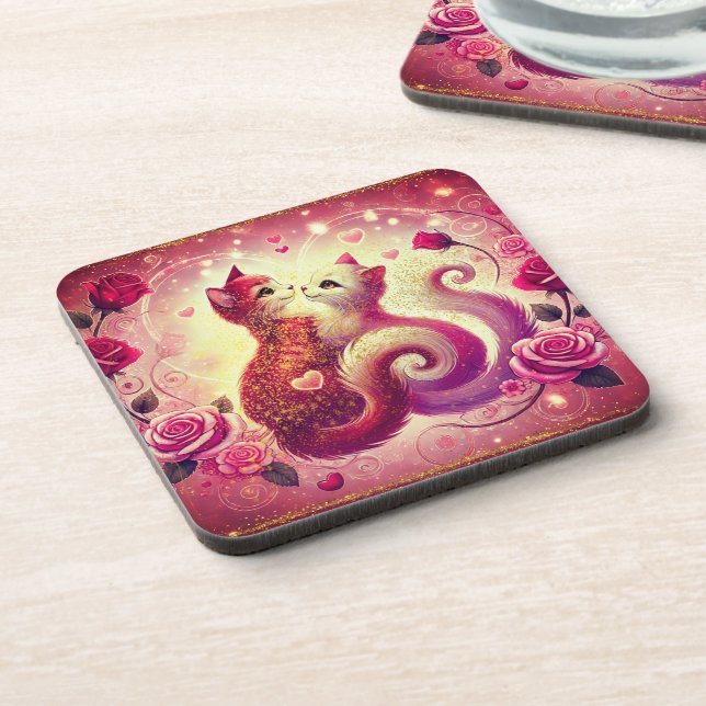 Untersetzer - Rosa Muschi Katzen (Linke Seite)