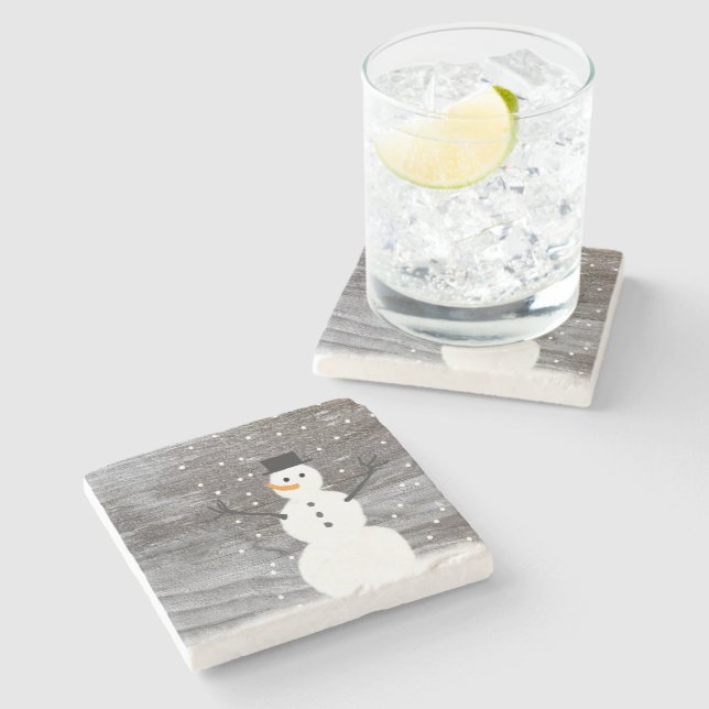 Untersetzer rustikal Weihnachten niedlicher Schnee (Seitenansicht)