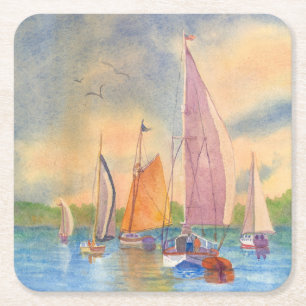 Untersetzer, Segelboot Untersetzer, Maine Unterset Rechteckiger Pappuntersetzer